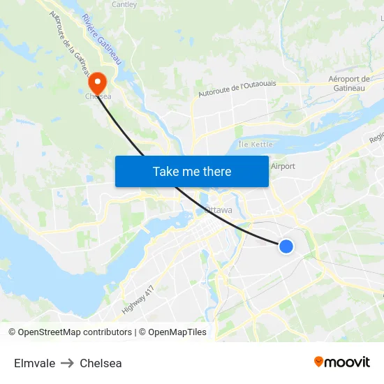 Elmvale to Chelsea map