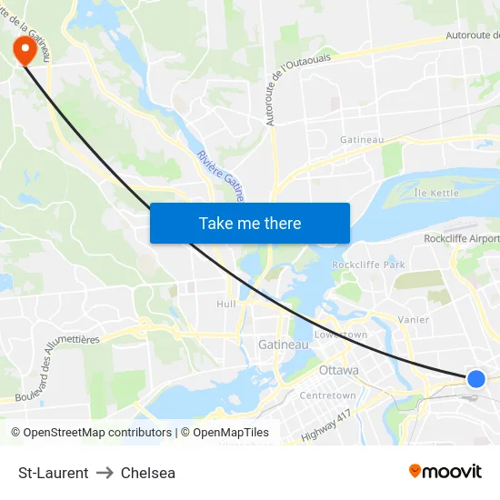 St-Laurent to Chelsea map