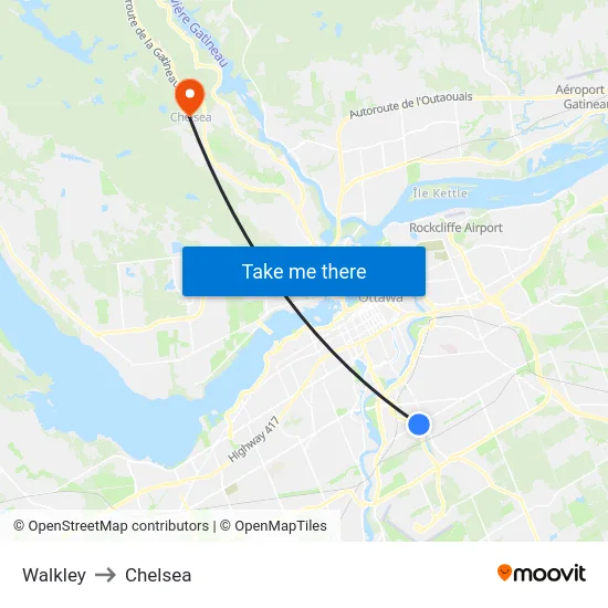Walkley to Chelsea map