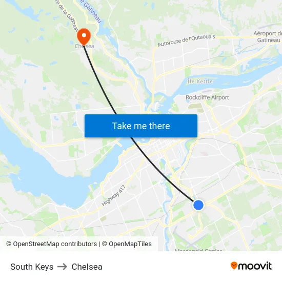 South Keys to Chelsea map
