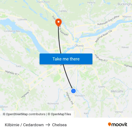Kilbirnie / Cedardown to Chelsea map