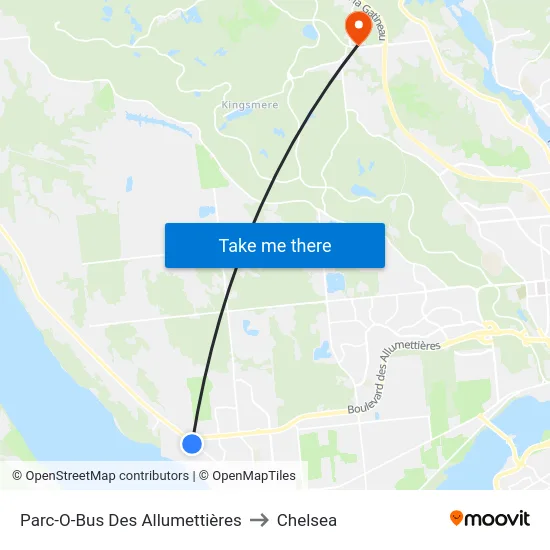 Parc-O-Bus Des Allumettières to Chelsea map