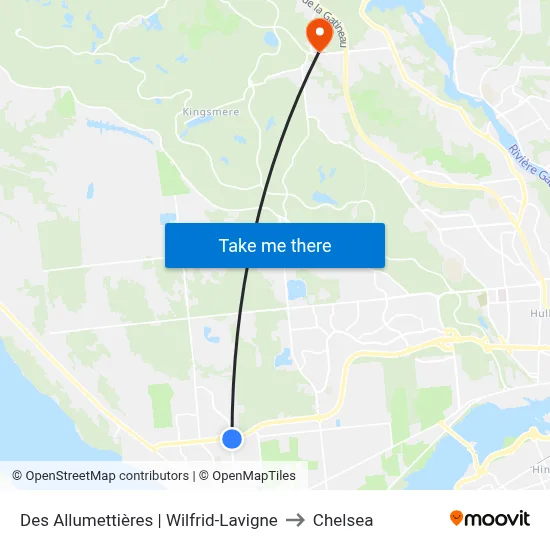 Des Allumettières | Wilfrid-Lavigne to Chelsea map