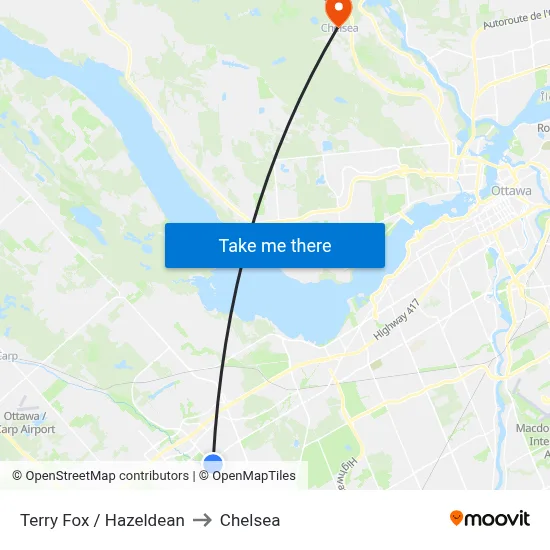 Terry Fox / Hazeldean to Chelsea map