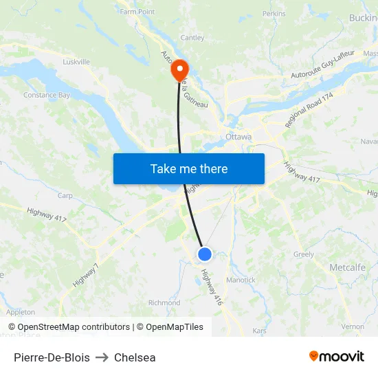 Pierre-De-Blois to Chelsea map