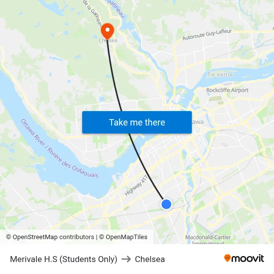 Merivale H.S (Students Only) to Chelsea map