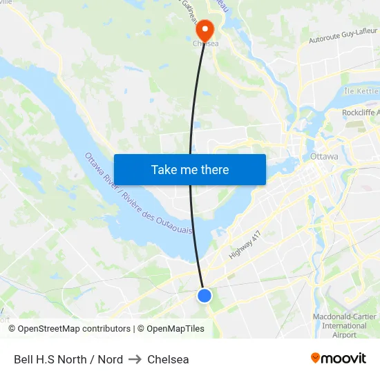 Bell H.S  North / Nord to Chelsea map