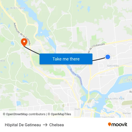 Hôpital De Gatineau to Chelsea map