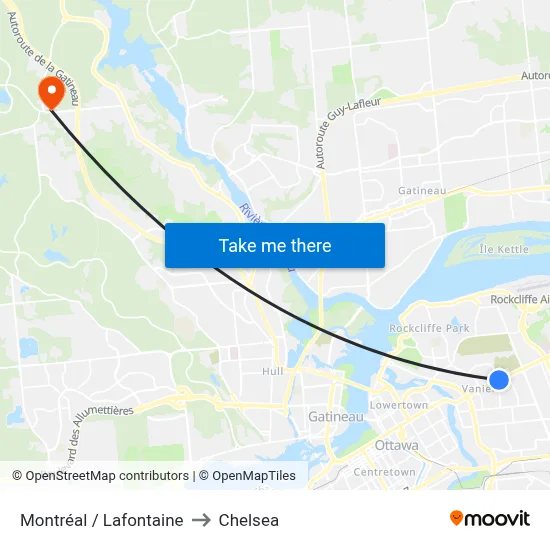 Montréal / Lafontaine to Chelsea map
