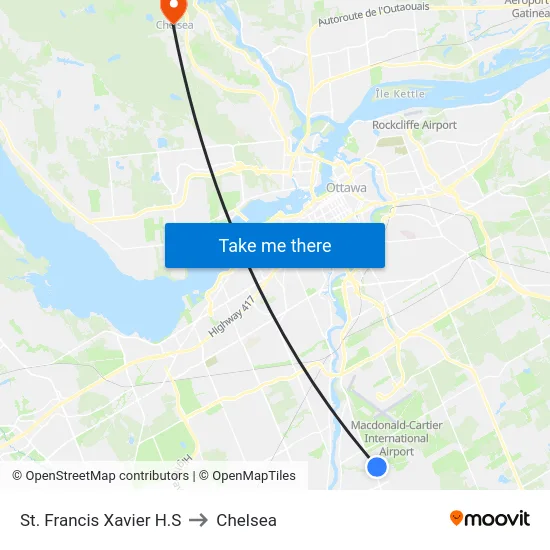 St. Francis Xavier H.S to Chelsea map