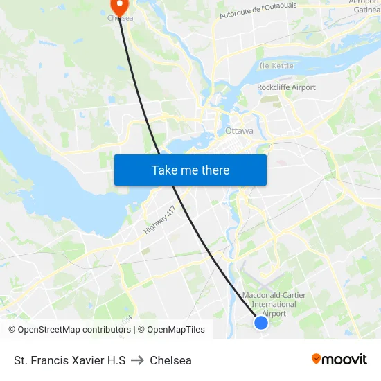 St. Francis Xavier H.S to Chelsea map