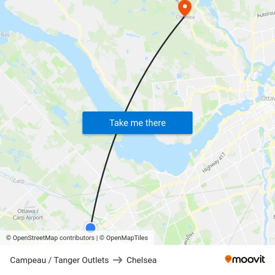 Campeau / Tanger Outlets to Chelsea map