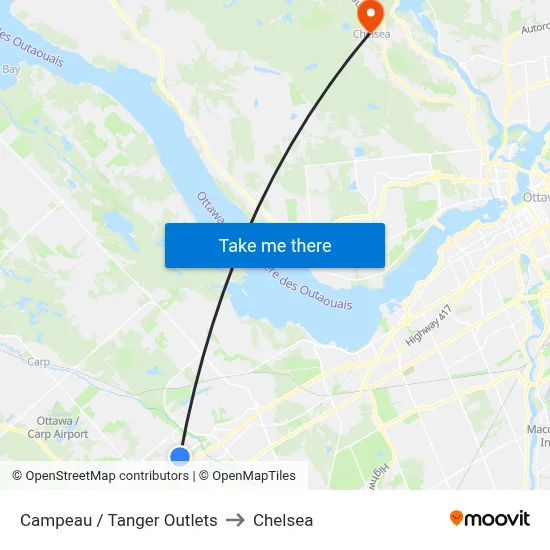 Campeau / Tanger Outlets to Chelsea map