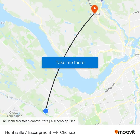 Huntsville / Escarpment to Chelsea map