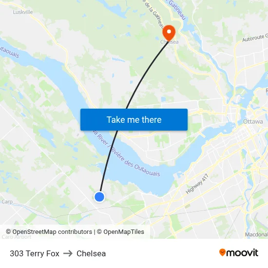 303 Terry Fox to Chelsea map