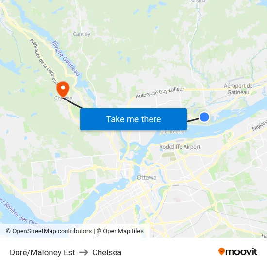 Doré/Maloney Est to Chelsea map