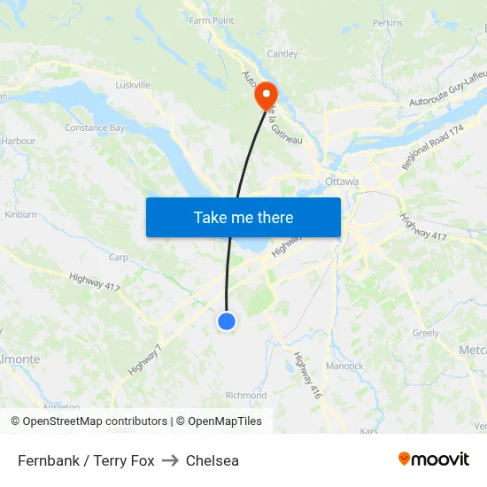 Fernbank / Terry Fox to Chelsea map