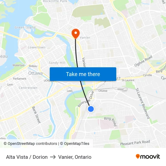 Alta Vista / Dorion to Vanier, Ontario map