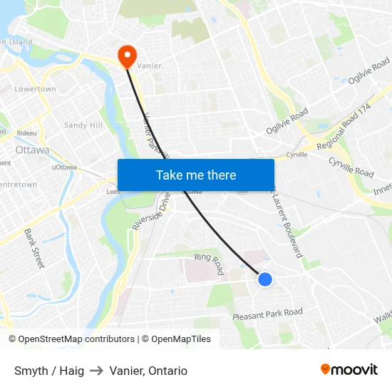 Smyth / Haig to Vanier, Ontario map