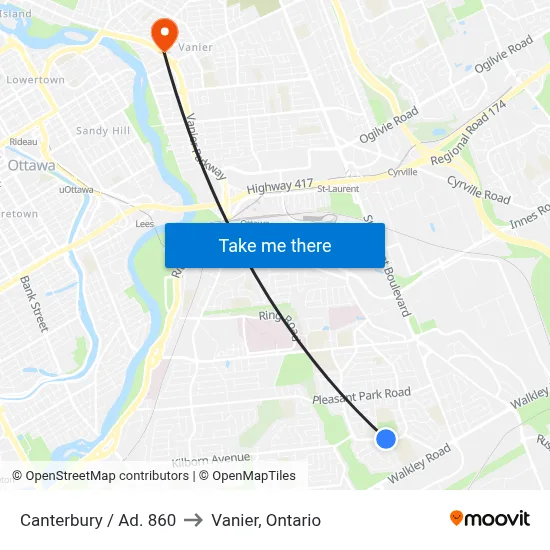 Canterbury / Ad. 860 to Vanier, Ontario map