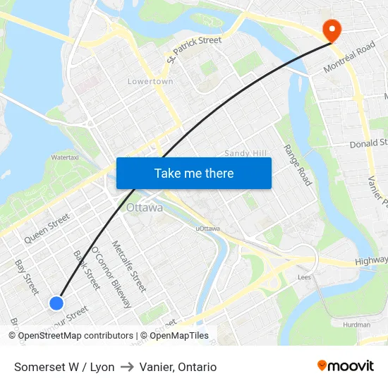 Somerset W / Lyon to Vanier, Ontario map
