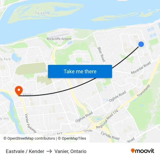 Eastvale / Kender to Vanier, Ontario map