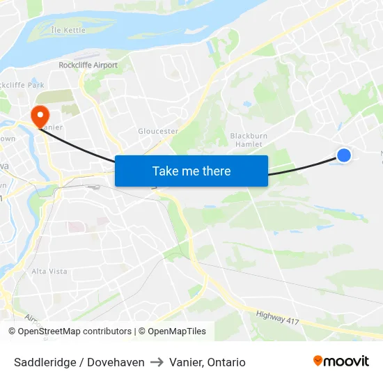 Saddleridge / Dovehaven to Vanier, Ontario map