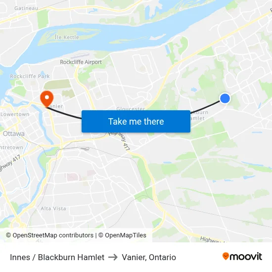 Innes / Blackburn Hamlet to Vanier, Ontario map