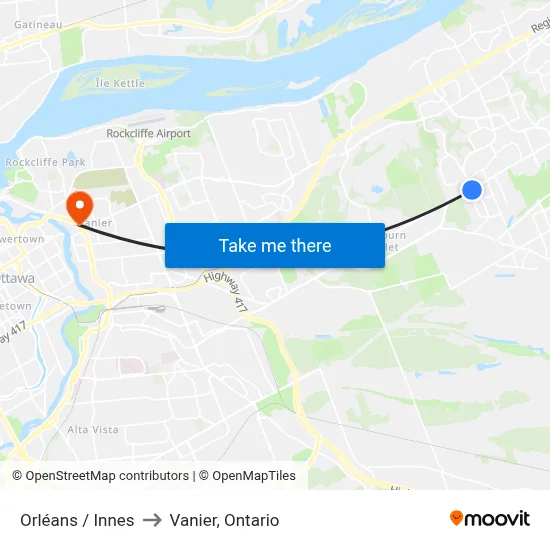 Orléans / Innes to Vanier, Ontario map