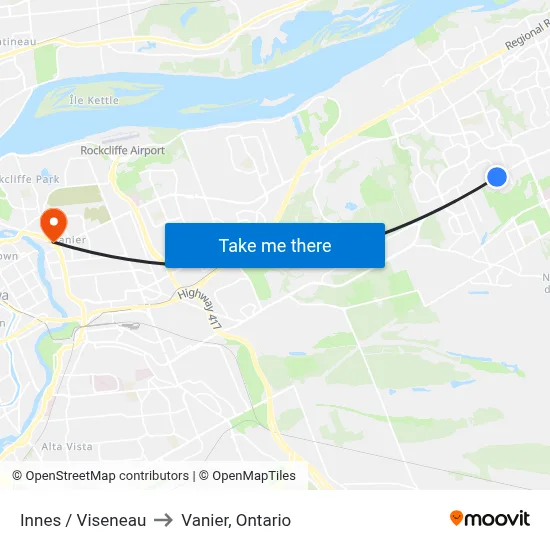 Innes / Viseneau to Vanier, Ontario map