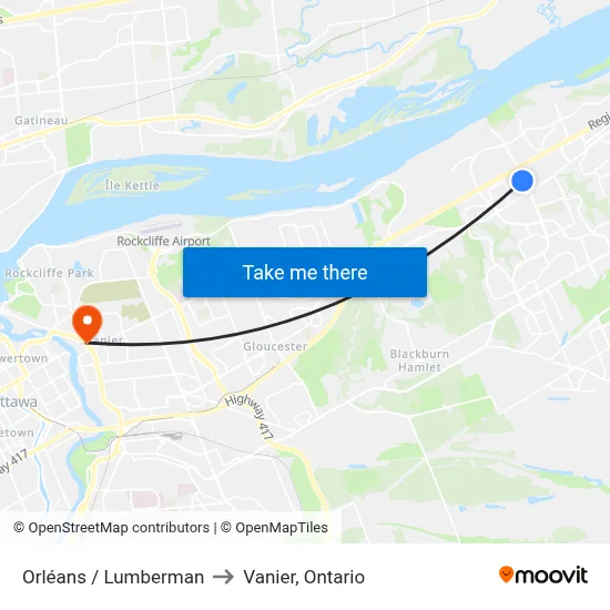 Orléans / Lumberman to Vanier, Ontario map