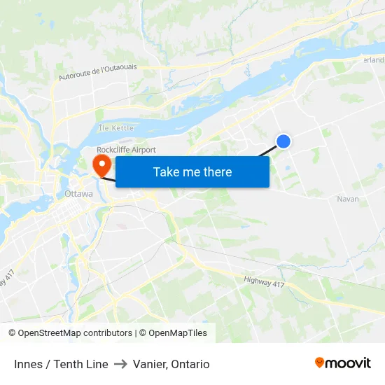 Innes / Tenth Line to Vanier, Ontario map