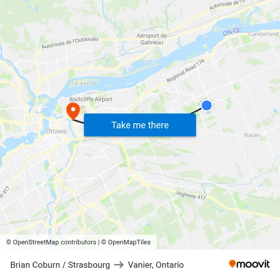 Brian Coburn / Strasbourg to Vanier, Ontario map
