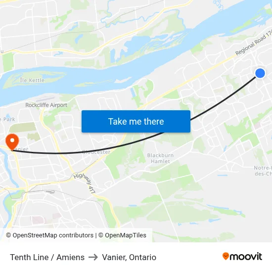 Tenth Line / Amiens to Vanier, Ontario map