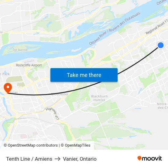 Tenth Line / Amiens to Vanier, Ontario map