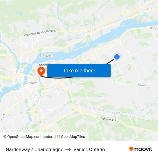 Gardenway / Charlemagne to Vanier, Ontario map