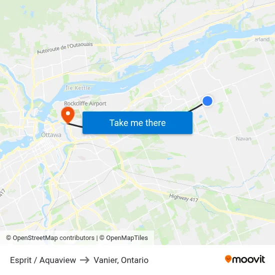 Esprit / Aquaview to Vanier, Ontario map