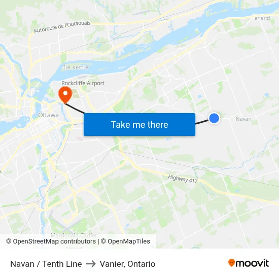 Navan / Tenth Line to Vanier, Ontario map
