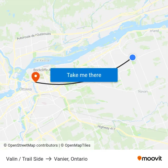Valin / Trail Side to Vanier, Ontario map