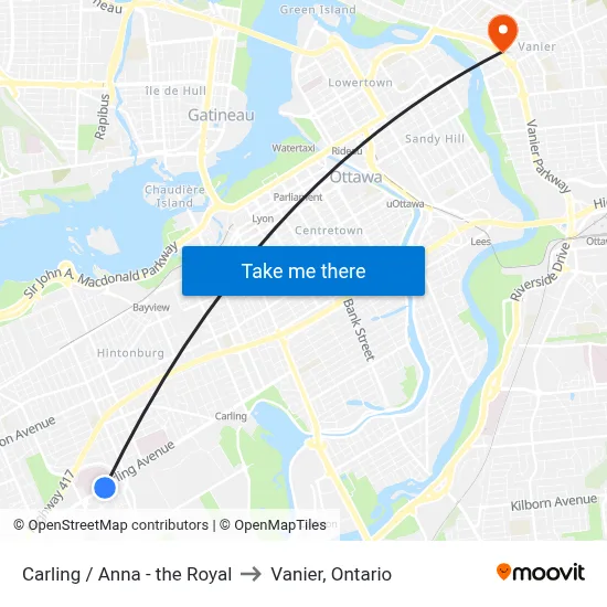 Carling / Anna - the Royal to Vanier, Ontario map