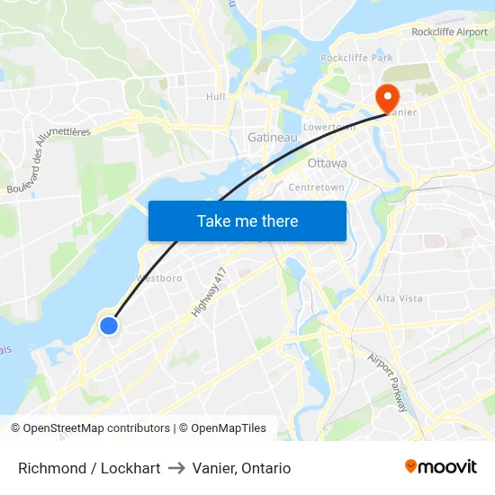Richmond / Lockhart to Vanier, Ontario map