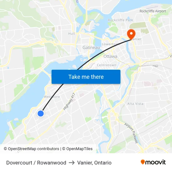 Dovercourt / Rowanwood to Vanier, Ontario map