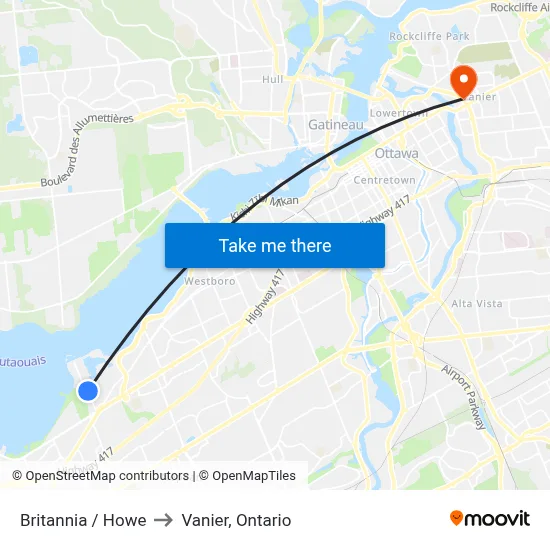 Britannia / Howe to Vanier, Ontario map