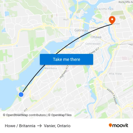 Howe / Britannia to Vanier, Ontario map
