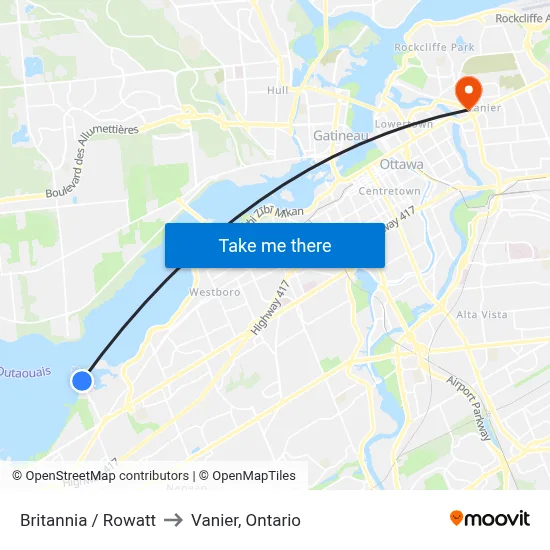 Britannia / Rowatt to Vanier, Ontario map