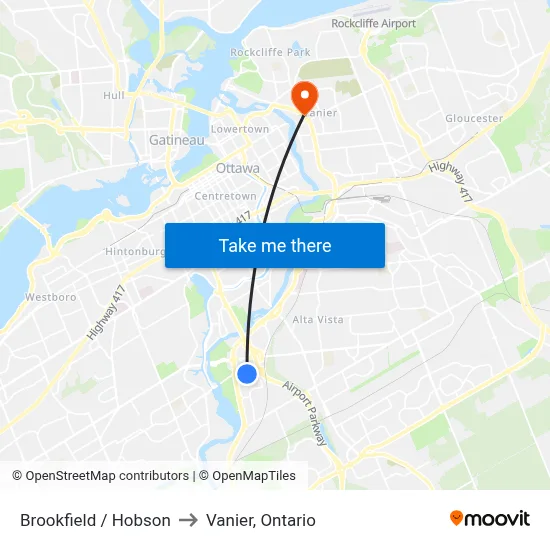 Brookfield / Hobson to Vanier, Ontario map