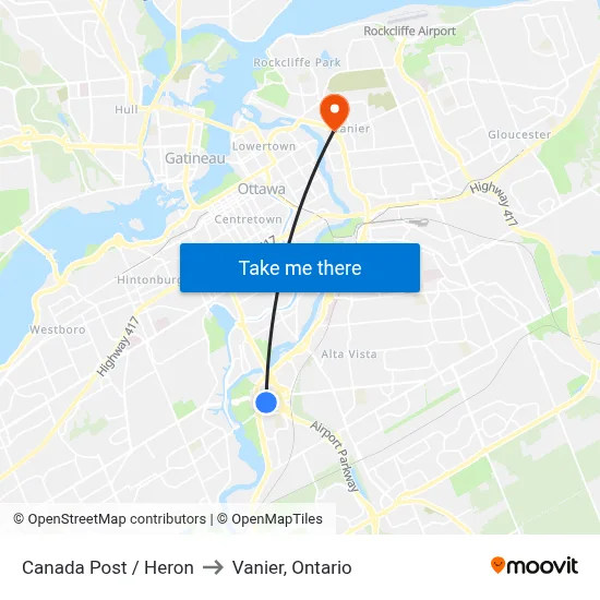 Canada Post / Heron to Vanier, Ontario map