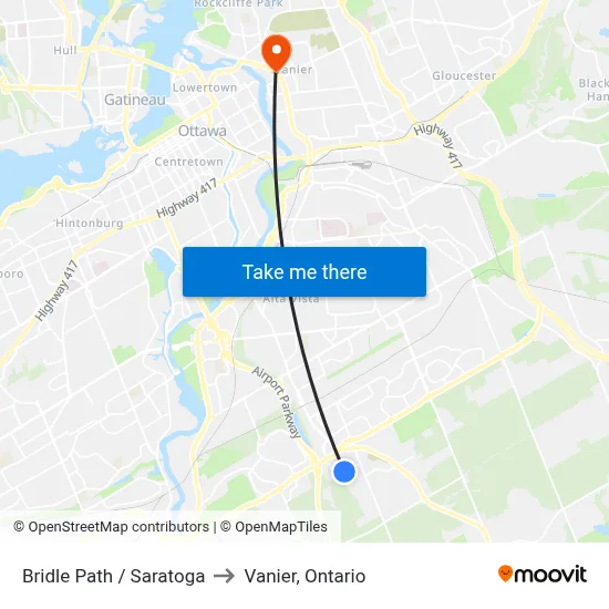Bridle Path / Saratoga to Vanier, Ontario map