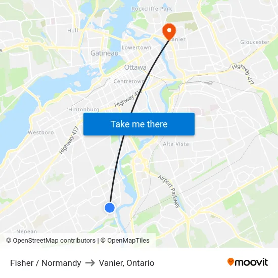Fisher / Normandy to Vanier, Ontario map