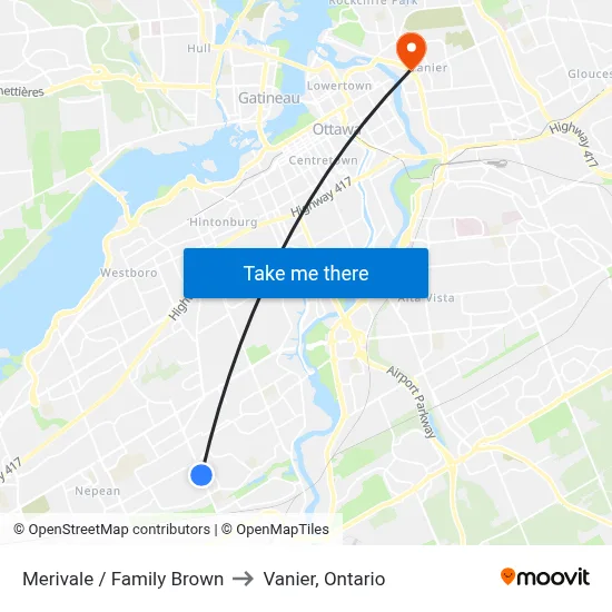 Merivale / Family Brown to Vanier, Ontario map